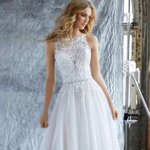 Mori Lee by Madeline Gardner wedding dress. Beaded bodice, tulle skirt. NWT.